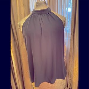 NWT Tacera  sheer navy blue sleeveless high neck pretty blouse blouse